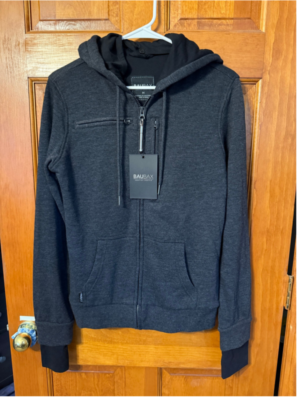 Women's BauBax Travel Hoodie Sweatshirt Size M Charcoal Black